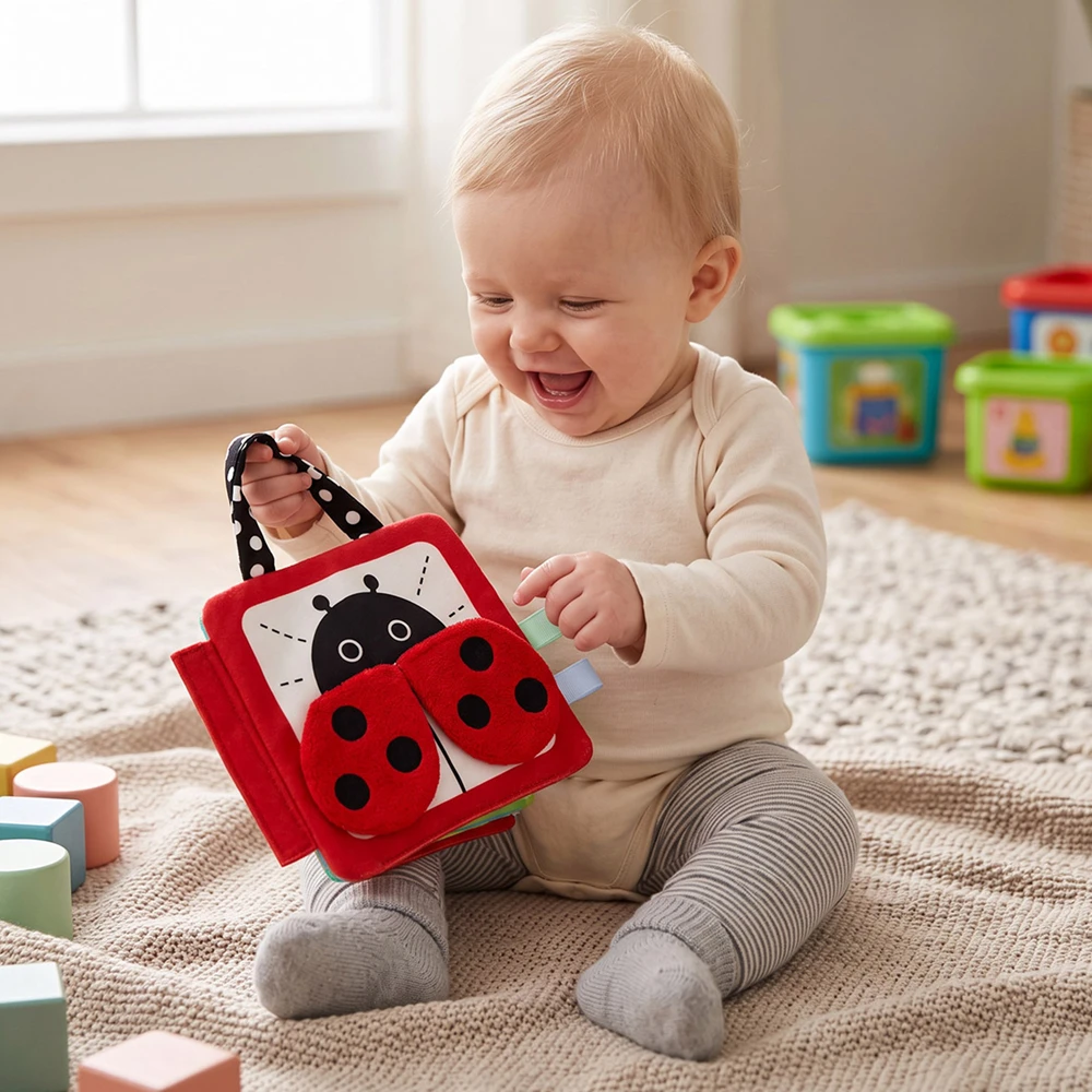 Soft Baby Cloth Book Free Combination Pages Sensory Baby Toys Mirror Sound Paper Early Fine Motor Skills Education Toys Gfits