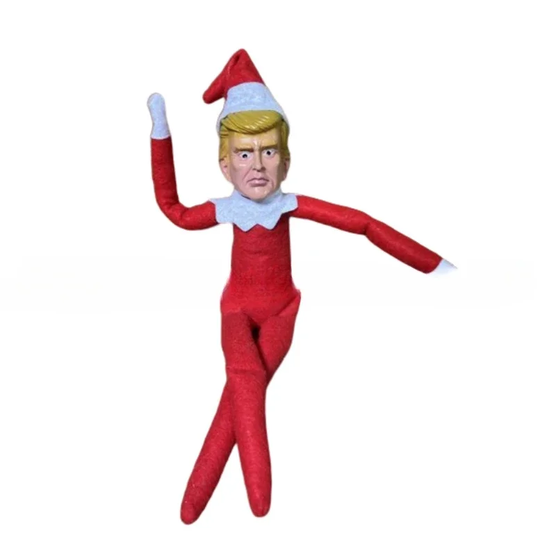 1pcs New Interesting Ornaments Trump Elf Doll Creative Sitting Posture Christmas Bookshelf Elf Ornaments Holiday Gift