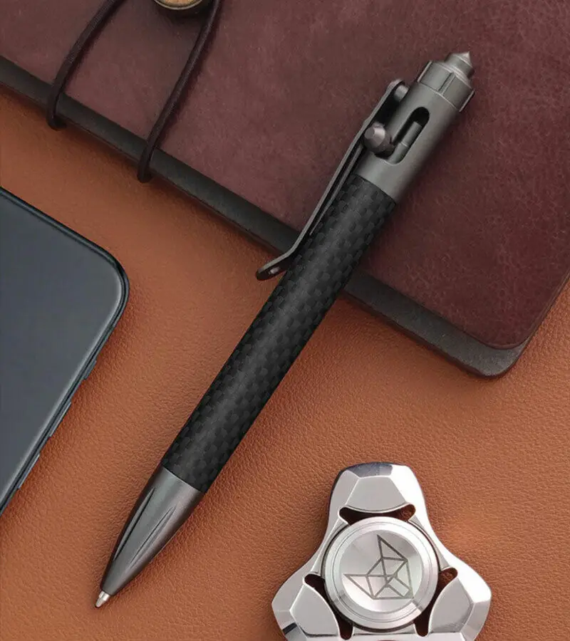 1PC Carbon Fiber Aluminium Alloy Bolt Ballpoint Pen Pocket WritIing Multi-functional Portable Tools Pen