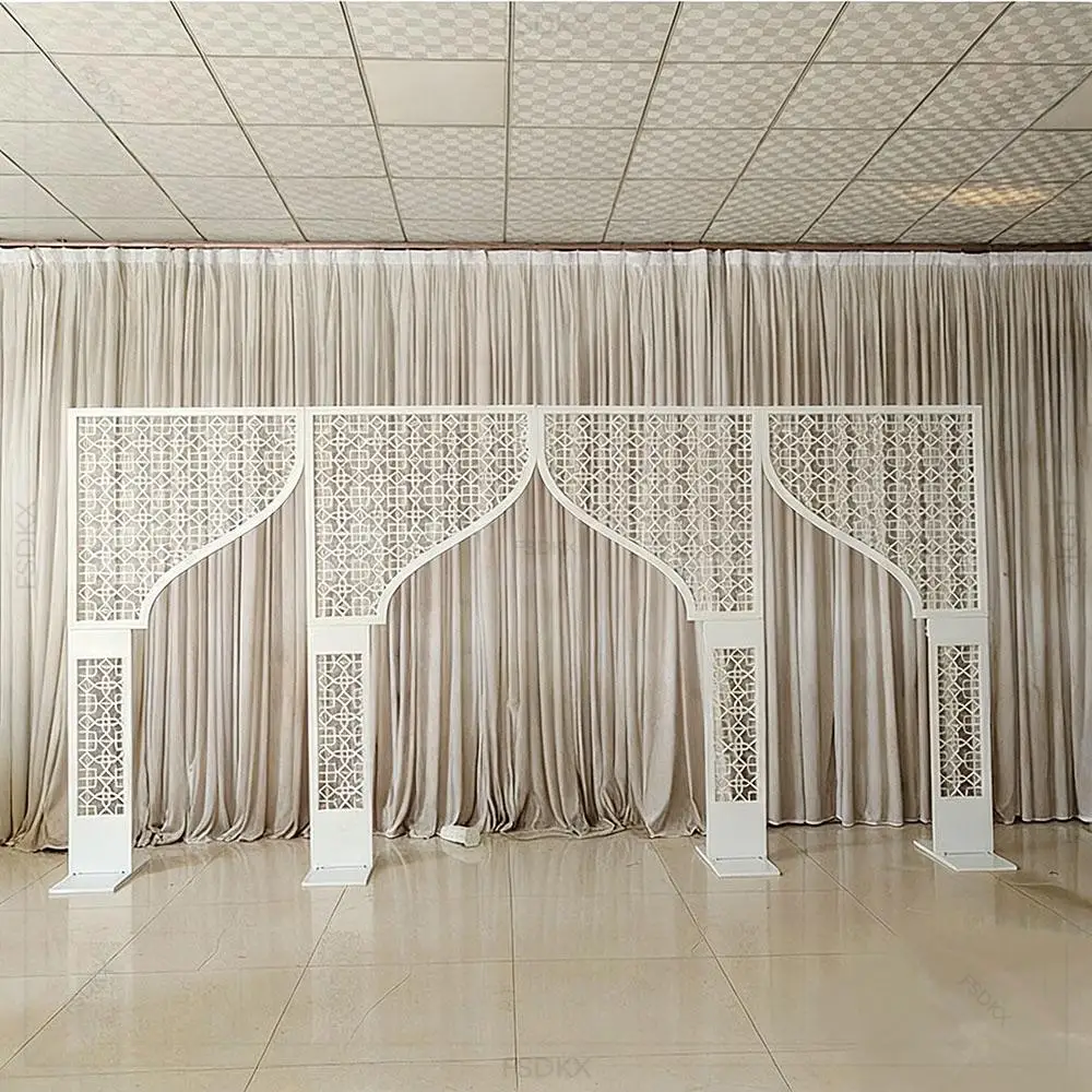 

FSDKX New Outdoor Indoor Wedding Party Double Metal Iron Arch Stand Backdrop Props