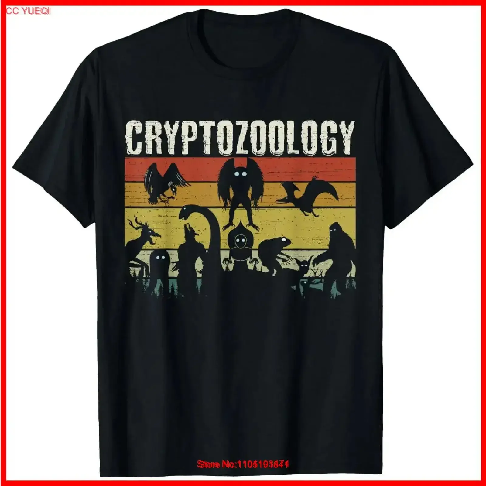 Cute Cryptid Monsters Bigfoot Mothman Dogman Cryptozoology Black Cotton T Shirt vintage Washed Stylish graphic