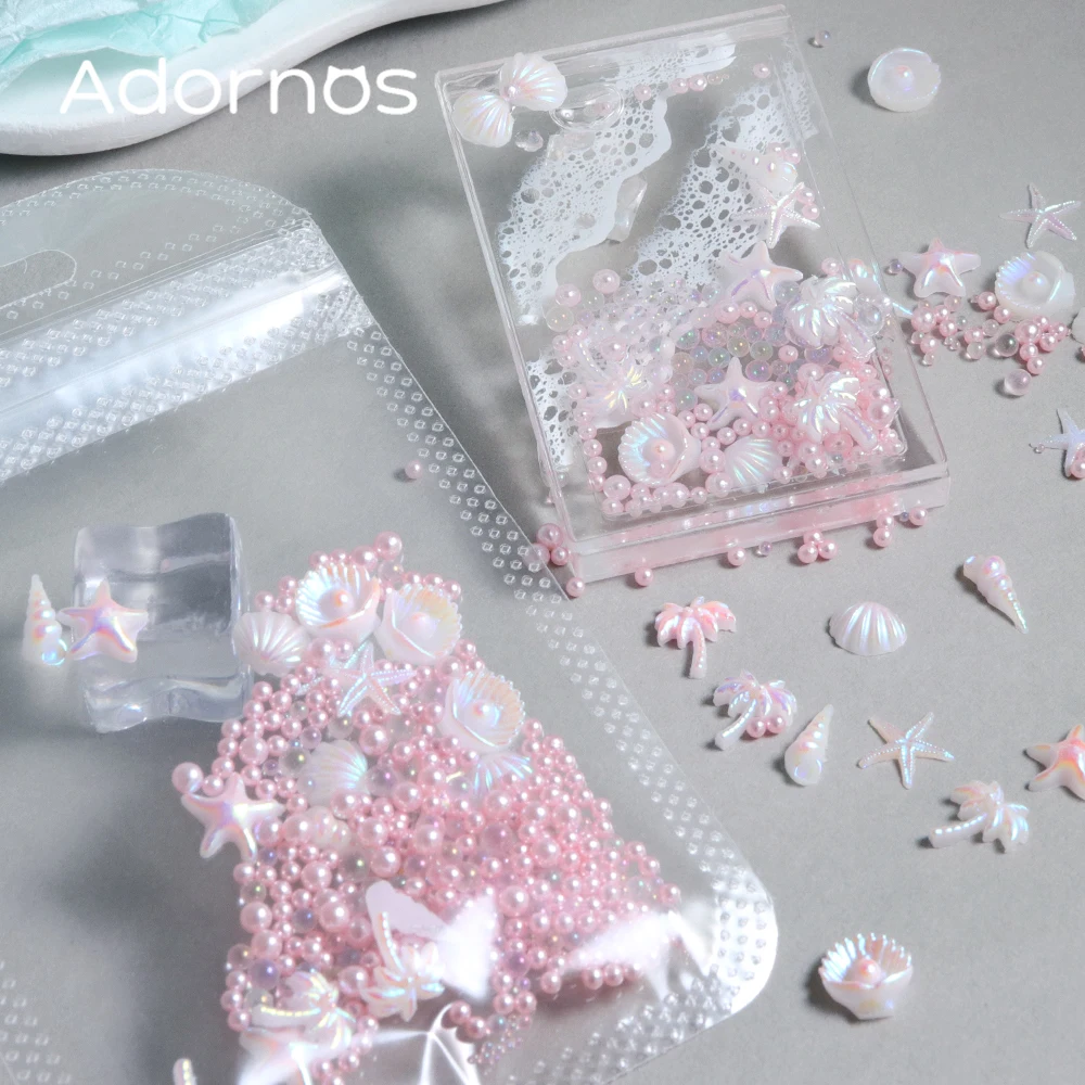 Relleno de Resina Epoxi de Conchas Marinas y Perlas, Transparente, Aurora, Estrella de Mar, Vieira, para Manualidades, Materiales para Llaveros y Joyería DIY con Temática Oceánica