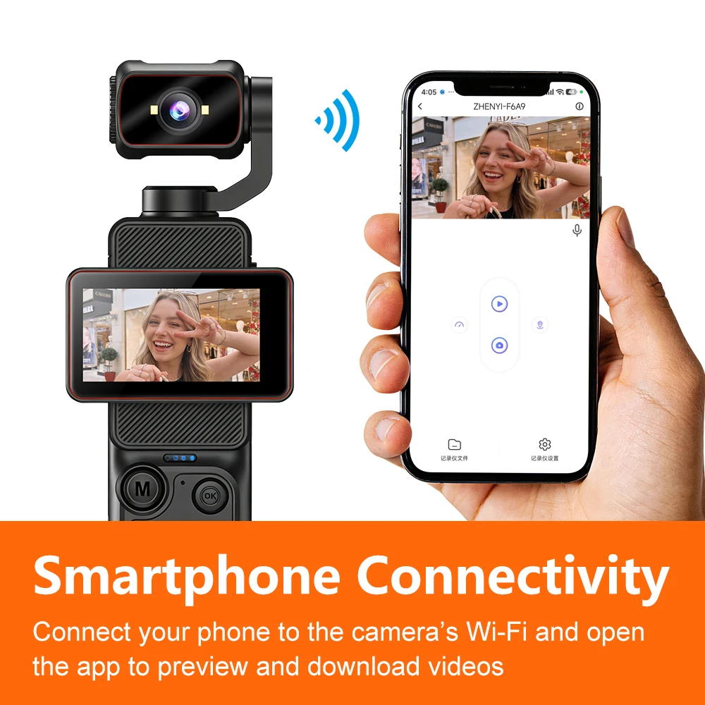 Handheld Pocket Camera 1080P Vlogging 180° Rotating Lens And Flip Screen WiFi APP Control Portable Video Recording