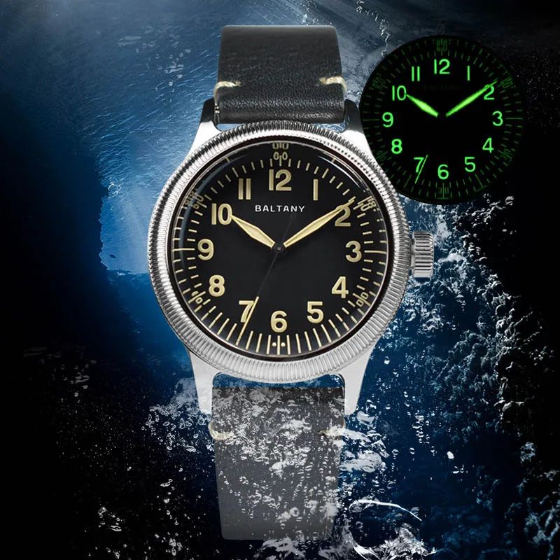 Baltany Vintage A11 Military Wristwatches NH38 Luminous Sapphire Crystal 10ATM Stainless Steel Automatic Mechaincal Retro Watch