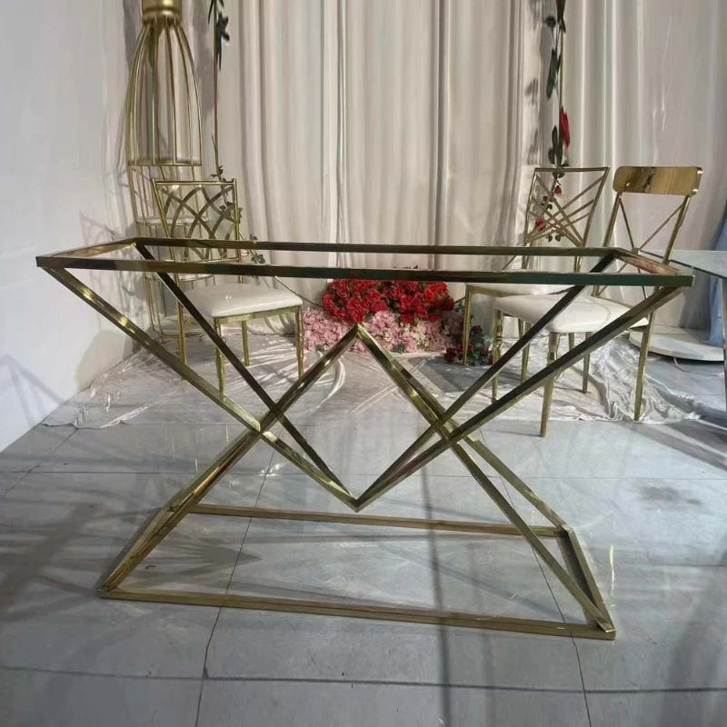 

Entrance table Stainless steel gold transparent desktop Simple end view table Entry against the wall
