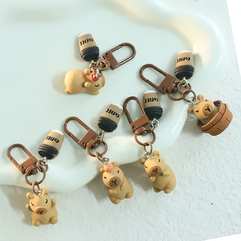 Cute Resin Capybara Key Chains for Women Girls Capibara Animal Keychain Kawaii Bag Backpack Charms Couple Friend Jewelry Gift image 5
