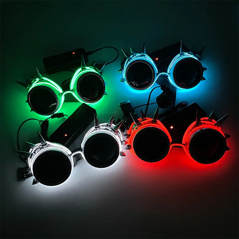 Adult Punk Luminous Colorful LED Light Up Glasses Glowing Neon Light Flashing Party Glasses Cosplay Prop For Dance Party Show