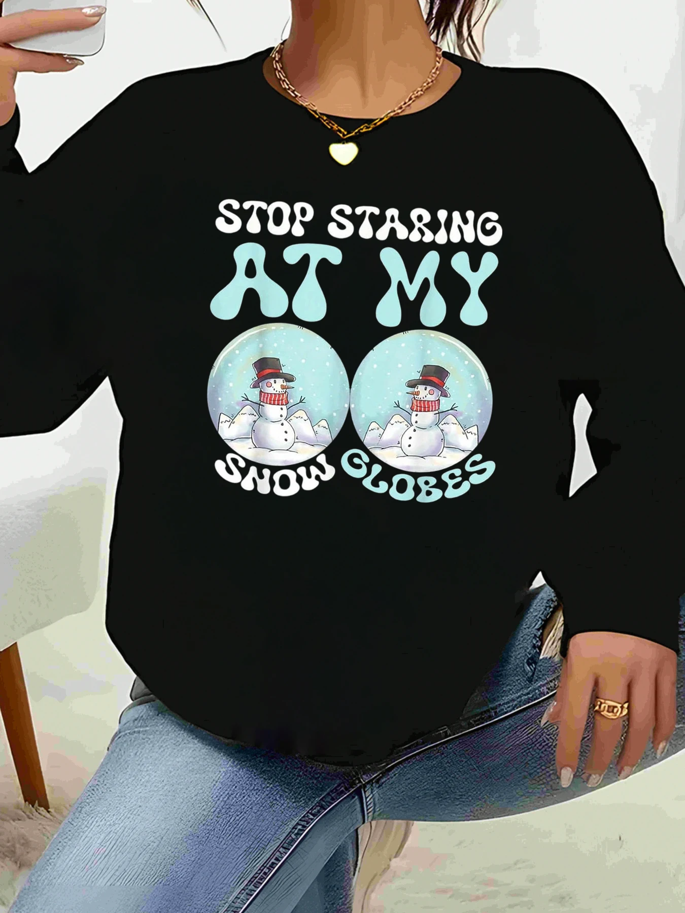 

Снеговик Снежные Шары с принтом Рождественский свитер с длинными рукавами Женская повседневная зимняя одежда