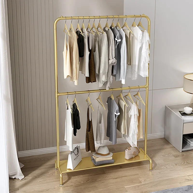 Factory wholesale gold cloth display rack coat stand hanger for retail store