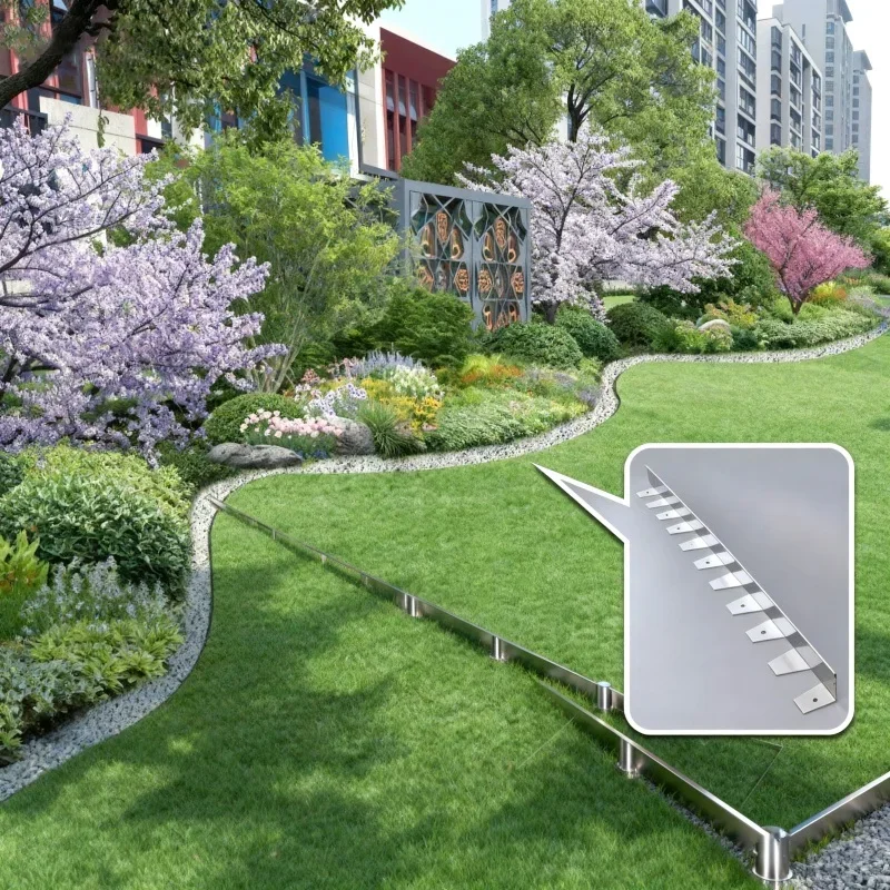 1mm10M Garden Stainless Steel Grass Stone Isolation Belt Greening Retaining Board Courtyard Lawn Arc-shaped Isolation Edge Trim
