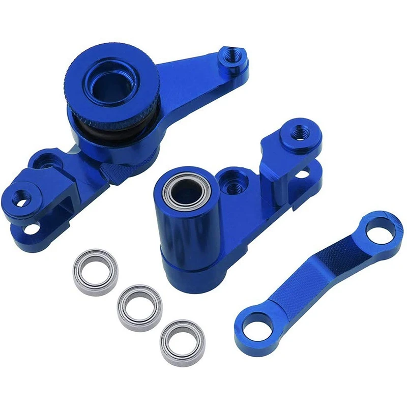 Aluminum Steering Bellcranks And Servo Saver Set With Bearings For Traxxas 1/10 Slash 4X4 Hop-Up Upgrade Parts Navy Blue