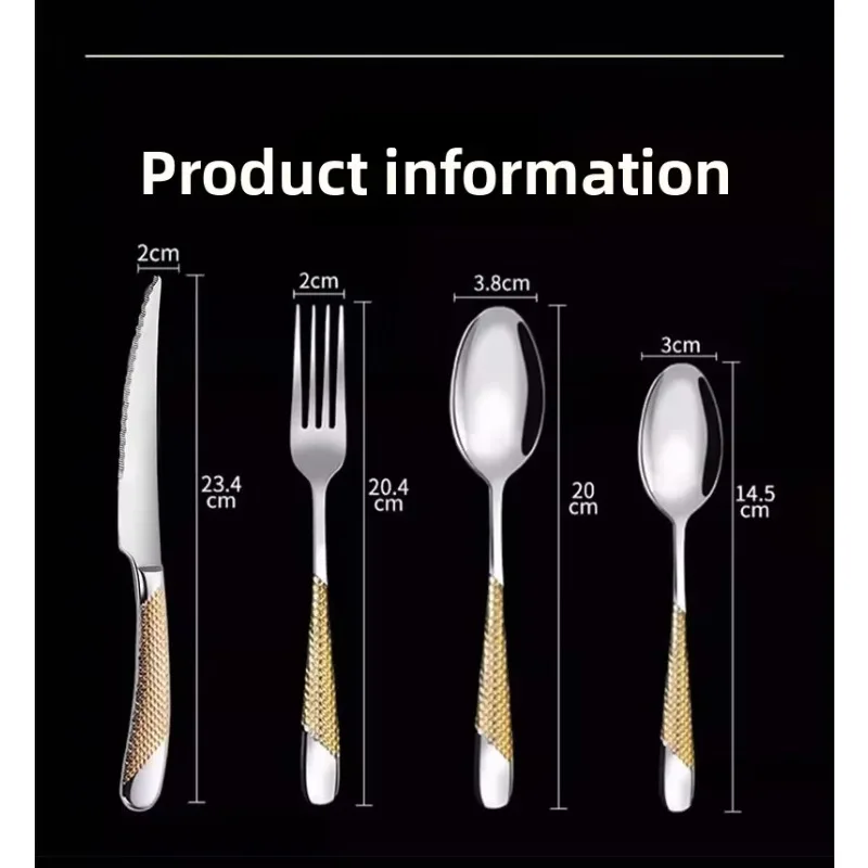 western steak knife, fork, and spoon cutlery set - stainless steel 3-piece dinnerware set for home use - light luxury