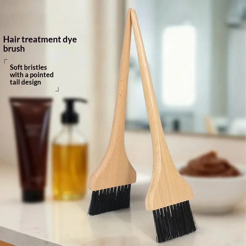 1Pcs Sharp Point Tail Design Wide Brush Bristles Bamboo Tinting Comb Wood Handle Bamboo Hair Dye Brush Salon Coloring Tool