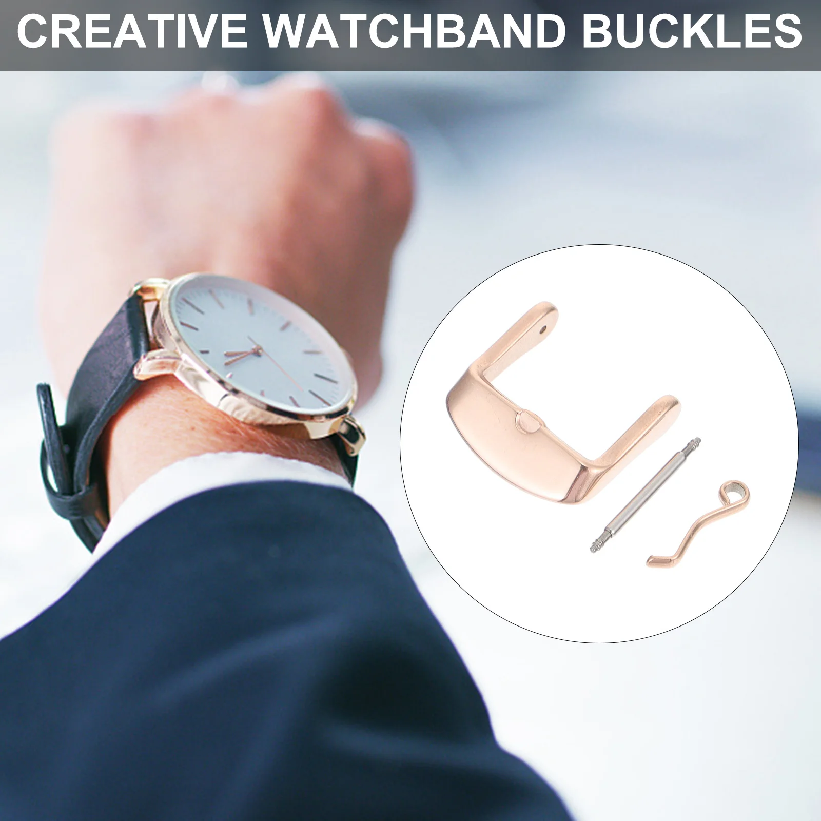 

2Pcs Watch Buckles Stainless Steel Durable Universal Strap Clasps Practical Replacement Watch Band Buckle Accessories