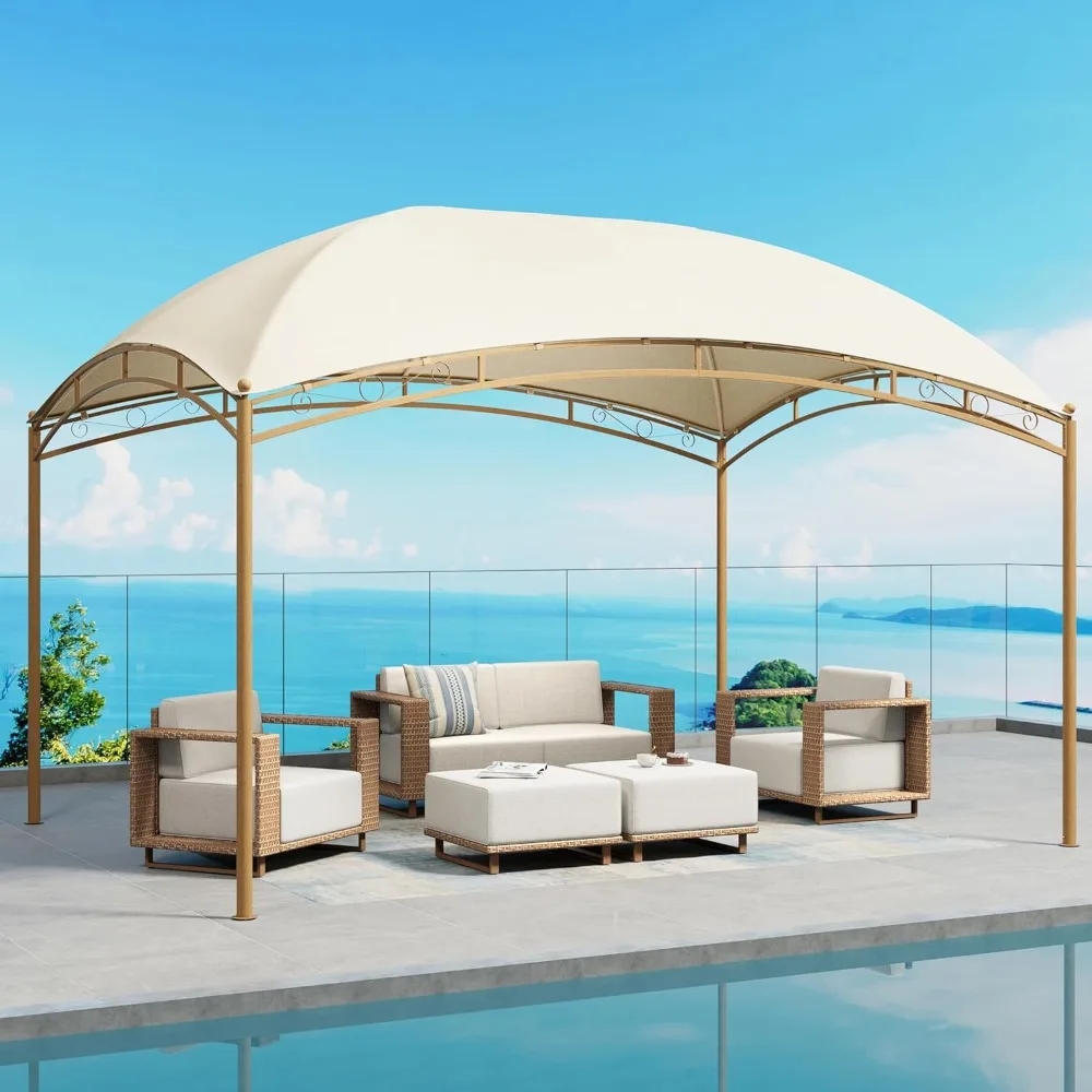 

10'x13' Outdoor Gazebo,Waterproof Arc Patio Gazebo with Permanent Galvanized Iron Pipe Frame,UV Protected Outdoor Canopy for Law