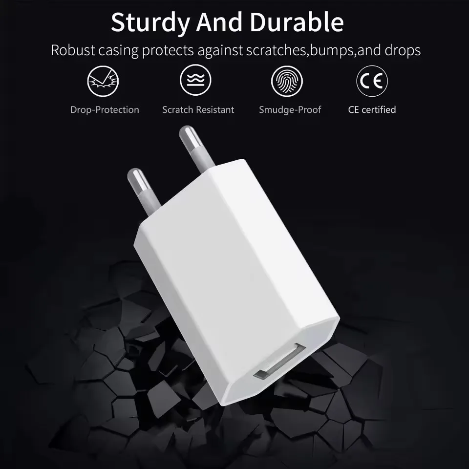 5V 1A 5W Phone Charger USB For iPhone 6 6S 7 8 14 Plus X XR XS Max 11 12 13 Mini 14 Pro Max SE 2020 USB-A Charging Cable Kit