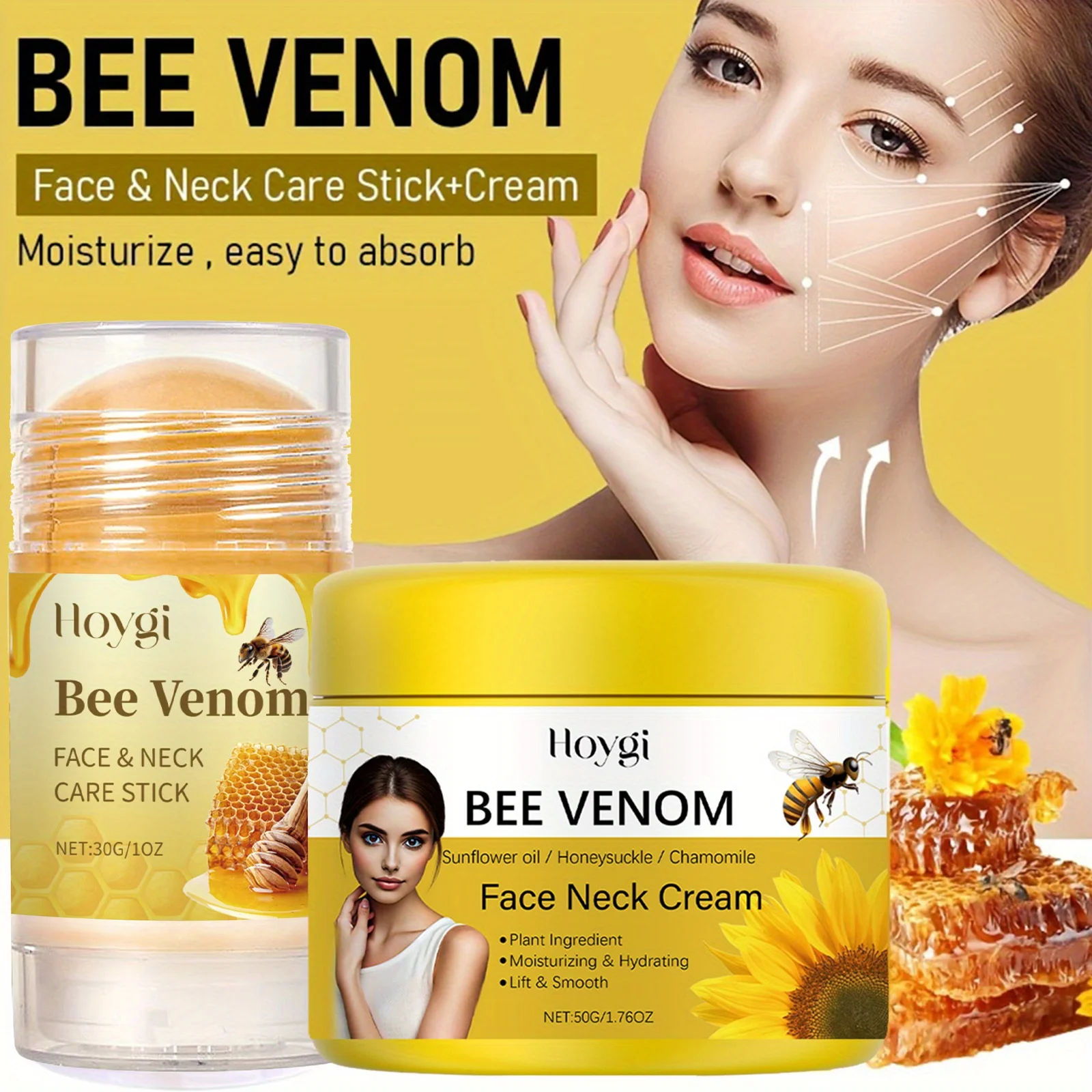 Bee Venom Total Firming Set voor gezicht en nek, gevoelige huid, hydraterend en hydraterend