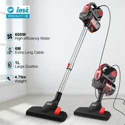 INSE-aspiradoras I5 con cable, aspiradora de mano con potente succión de 18Kpa, Motor de 600W, palo 4 en 1, para el hogar, alfombras de pelo de mascotas