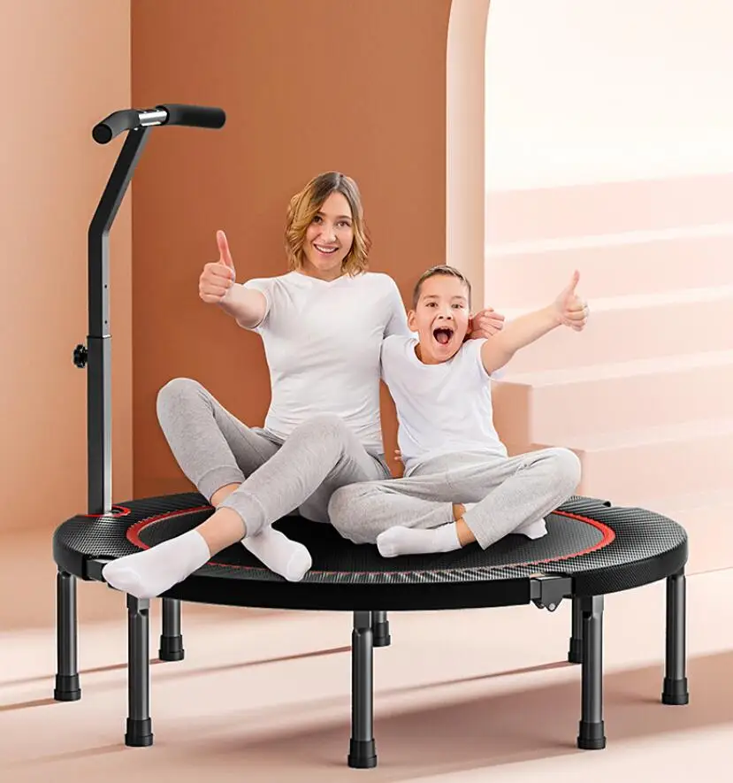 Good Elastic Fitness Trampoline Folding Jumping bed Bouncing bed With T Armrest