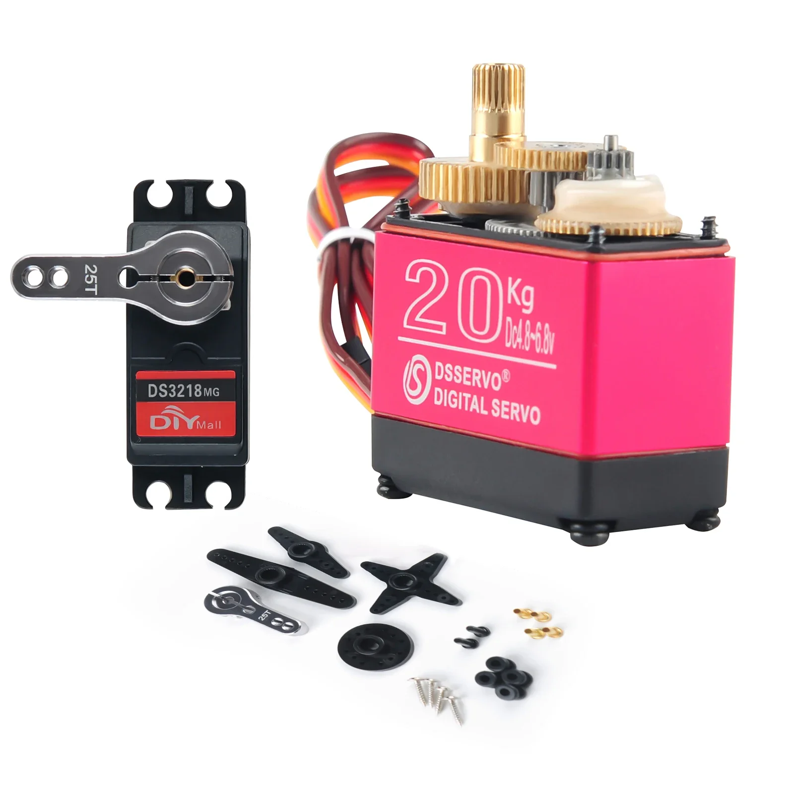 Servomotore digitale DS3218 da 20 kg 180 ° /270 °   Parti del modello di funzioni di potenza per servi ingranaggi completamente metallici a coppia elevata per auto RC/braccio robotico