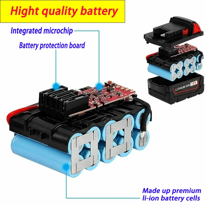 Imagem -04 - Bateria Original do Lítio-íon 18v 6ah 8ah 12ah Apropriado para a Ferramenta Elétrica de Milwaukee M18 4811-1815 48-11-1850 48-11-1860 Z50