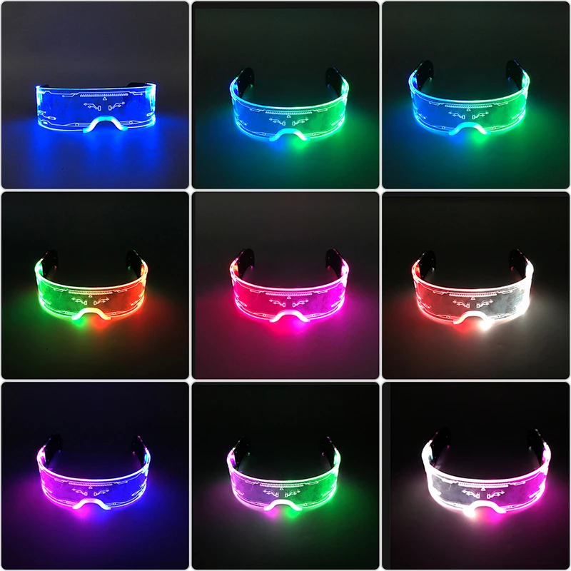 Modische Leuchtende Dekorative Brillen Neon-Licht-Dekoration LED-Sonnenbrille für Nachtclub DJ Tanz Musik Rave Kostüm Nacht – Detail 12