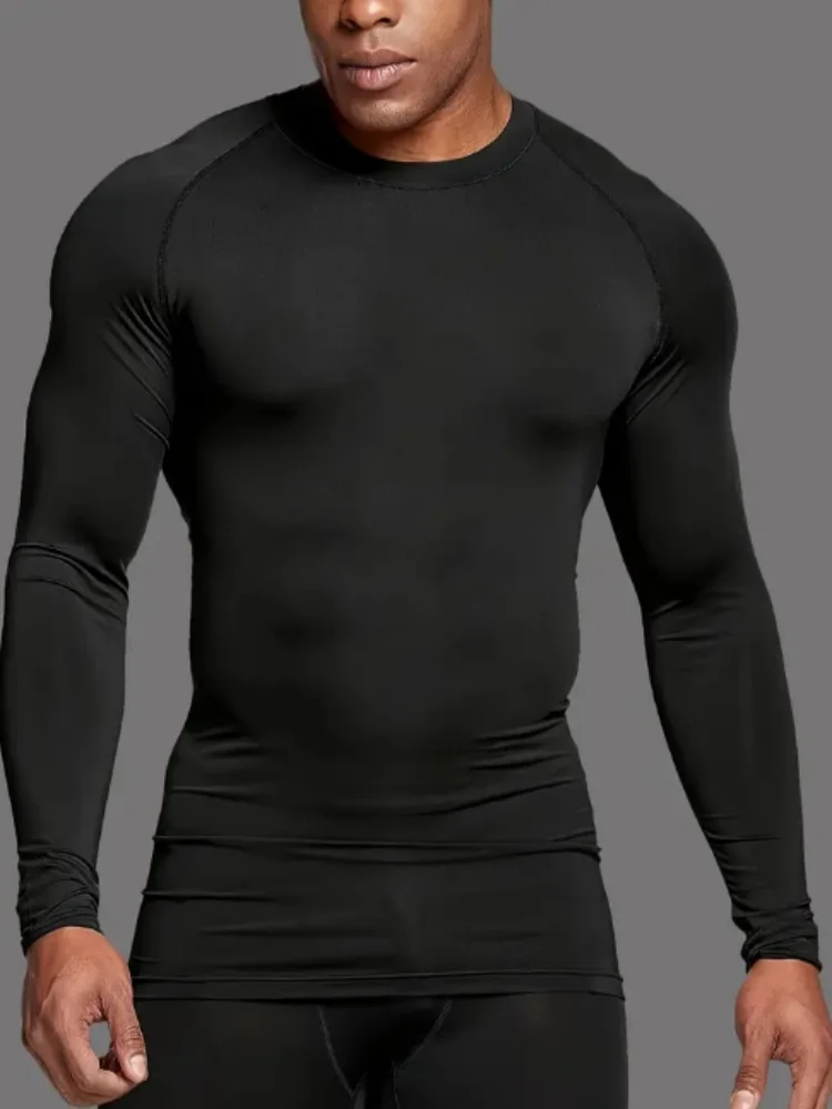 قميص رياضي بأكمام طويلة سريع الجفاف للرجال، ملابس ضيقة مريحة لليوجا الرياضية، تدريب كرة القدم، كرة السلة