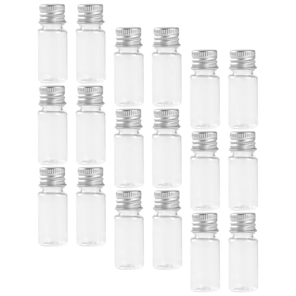 30Pcs Plastic Test Tubes Transparent Storage Tubes Flat Bottom Screw Caps Candy Bath Salt Beads Powder Storage