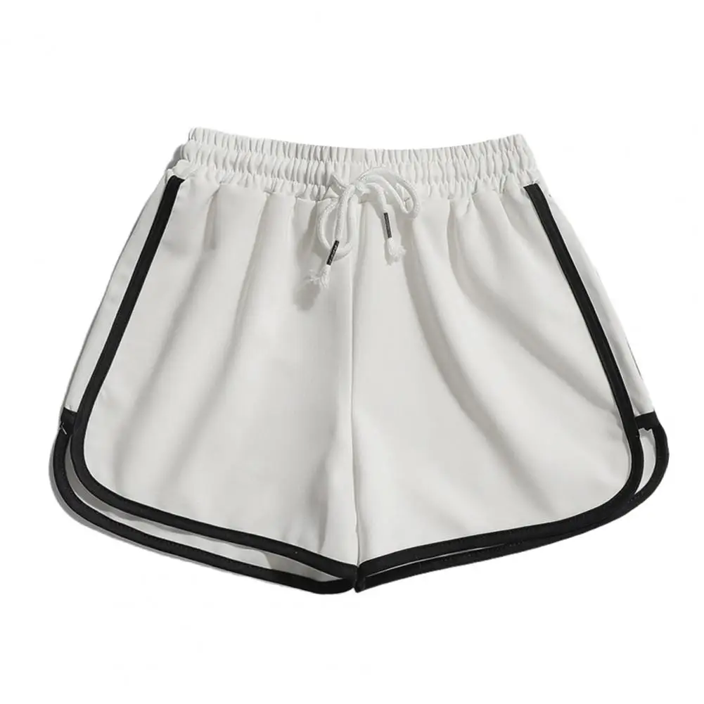 Celana pendek kaki lebar Bawahan kasual wanita, celana pendek olahraga Fitness lari warna permen ﻿