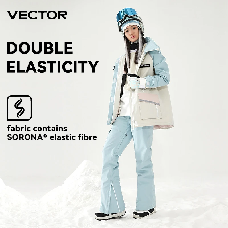 Conjunto de traje de esquí de VECTOR para hombre y mujer, chaquetas y pantalones cálidos impermeables, pantalones de esquí al aire libre, bicicleta