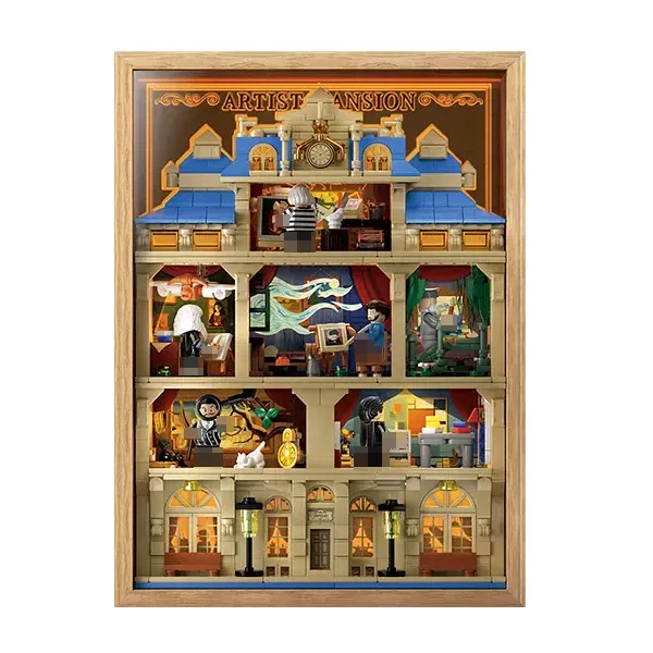 

Master Night Lights Painting Building Blocks Creative Art Museum Model with Figures and LED Light Puzzle Toys Kids hristmas Gift