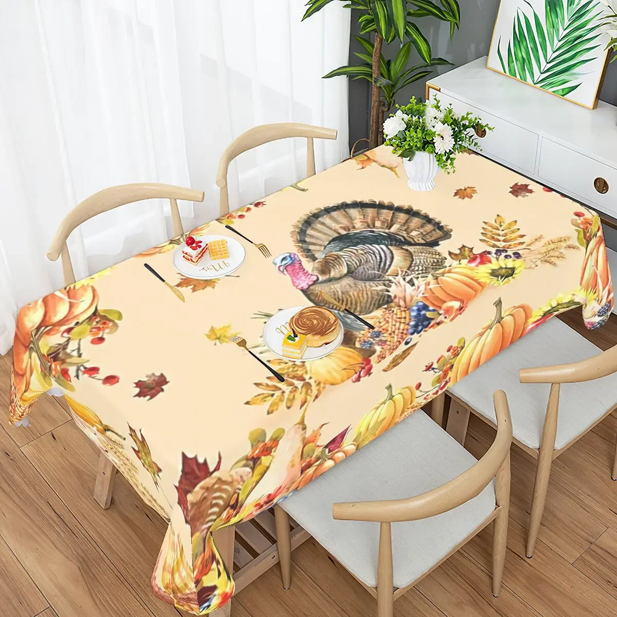 Tablecloth For Thanksgiving Party Waterproof Oilproof Tablecloth Household Rectangular Tablecloth Kitchen Dining Table Decor