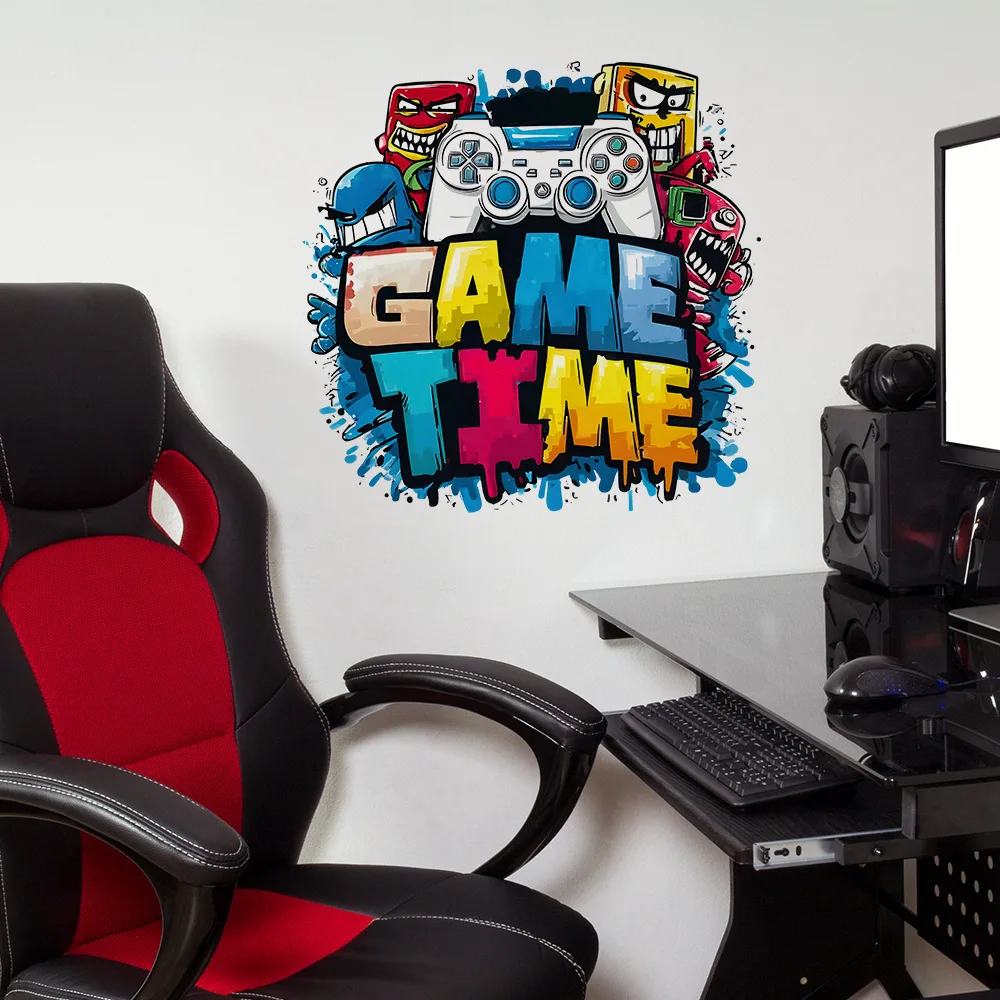 "Game Time" – Heimdekoration für Wohnzimmer und Schlafzimmer, Wanddekoration, selbstklebende Wandaufkleber