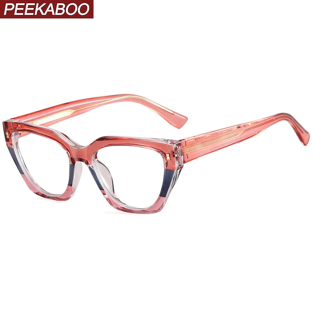 

Peekaboo clear lens anti blue light glasses cat eye female TR90 fashion suqare glasses frame women CP acetate gift items ladies