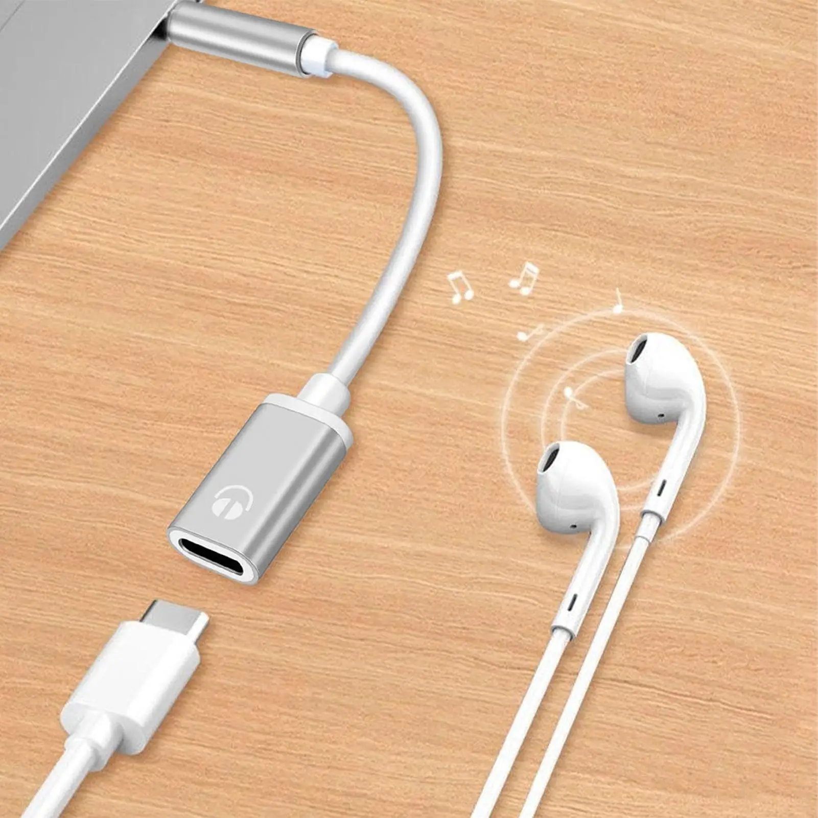 3.5mm Male To Type-C Female Headphone Aux Cable Converter Type-C To Flat Headphone Round Head Adapter Cable view 2