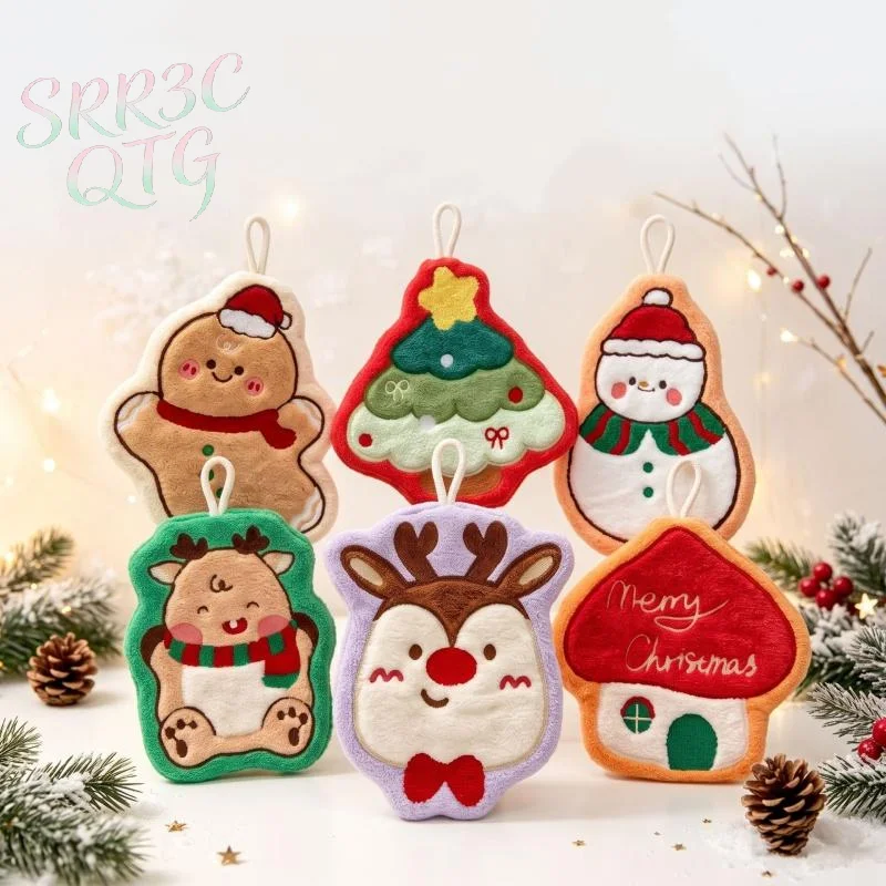 Hot Sale Water Absorption Christmas Hand Towels Quick-drying Coral Fleece Christmas Tree Handkerchiefs Cleaning Hanging
