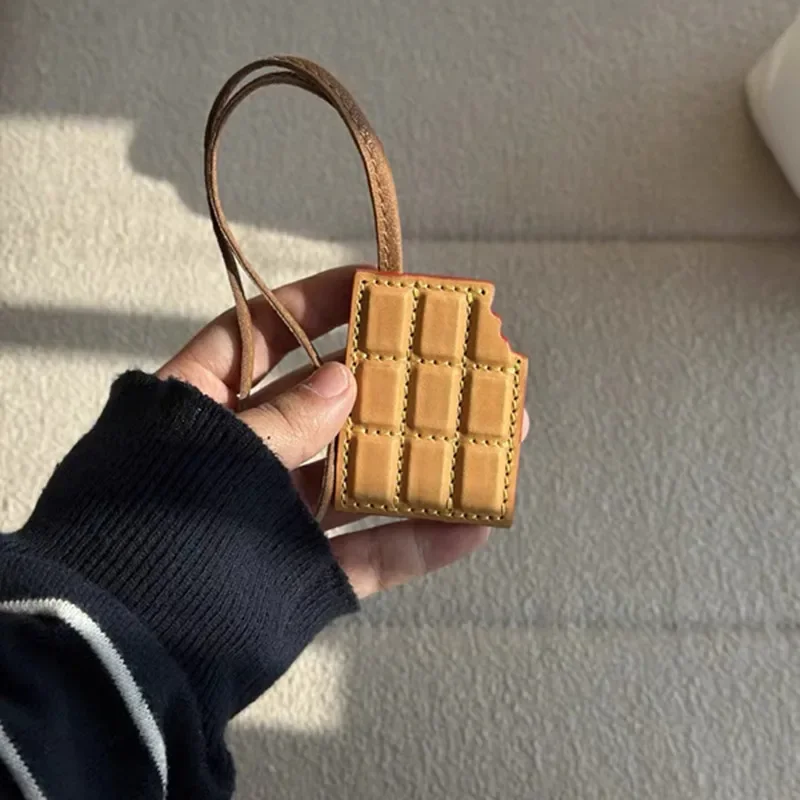 

Genuine Leather Bag Charm For LV Handbag Chocolate Bag Pendant Keychain Decoration Holder Creative Handmade Gift