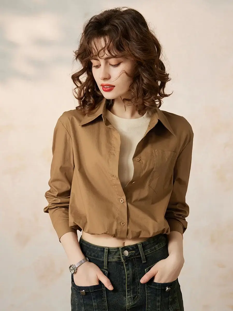 LOUIS YAO Women Fake Two Pieces Shirt 2024 Spring New Office Lady Fashionable Casual Long Sleeve Turn Down Collar Blouse Top