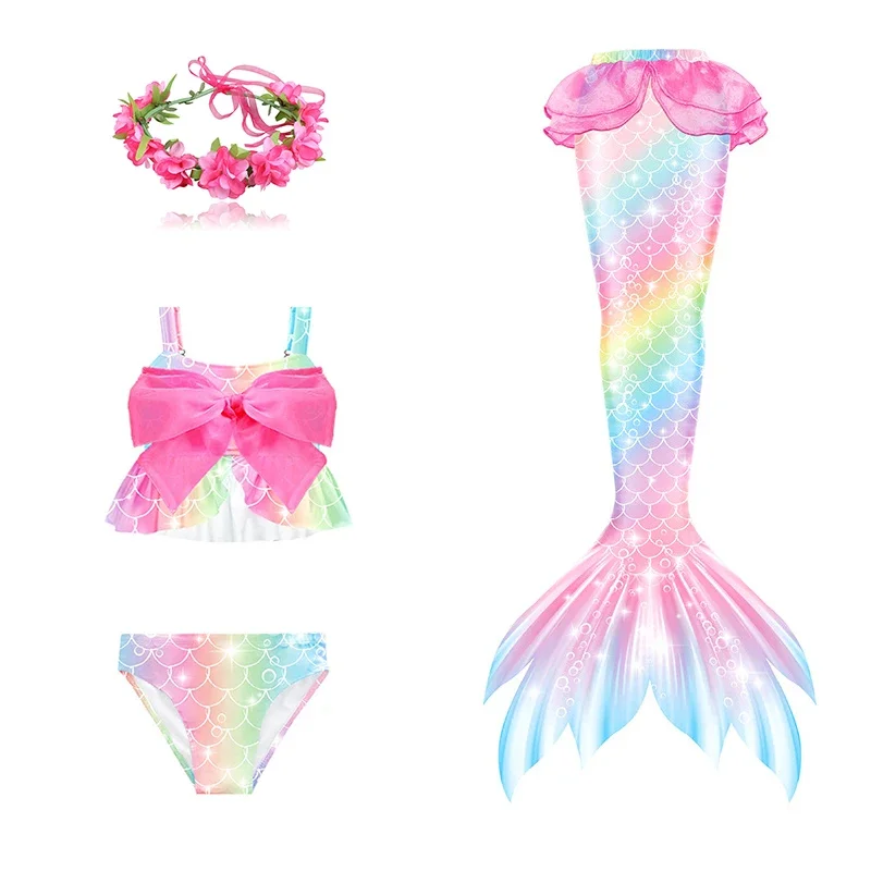 Halloween Cosplay ragazze coda di sirena abiti da nuoto Costume vestiti da spiaggia bambino sirena Costume da bagno bambini Costume da bagno girevole Fin