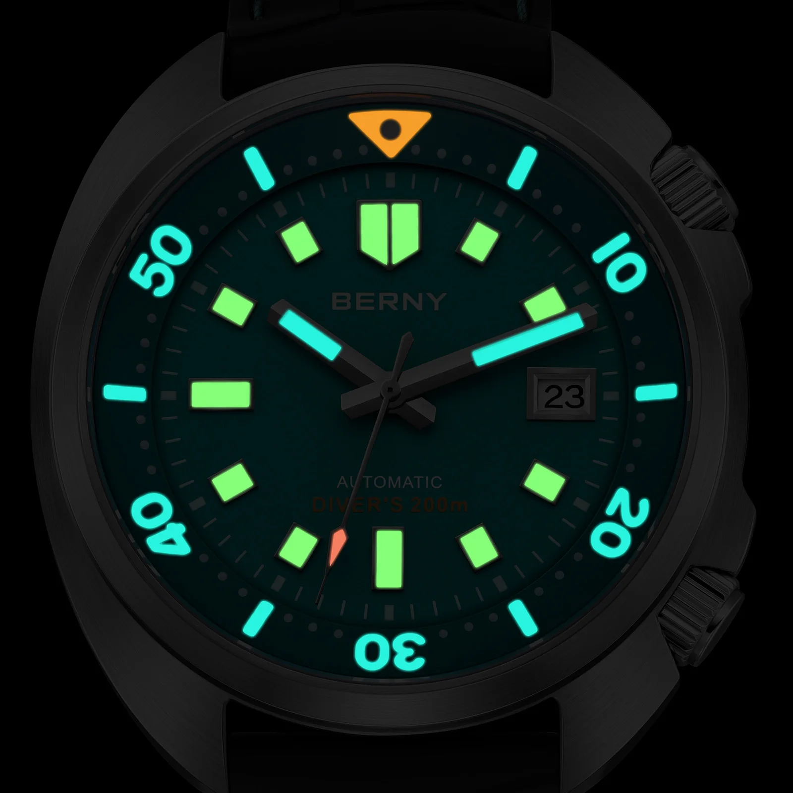 BERNY 20ATM Diver Watch For Men Mechanical Miyota 8215 Sapphire Sports Diving Luminous Anti-collision Crown Dual Crown Men Watch
