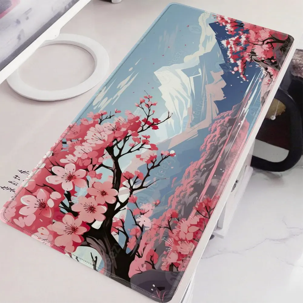 

Vibrant Anime Style Cherry Blossom Mountain Printed Desk Pad Extra Large Soft Rubber Mouse Pad Vibrant Aesthetic GamingMat