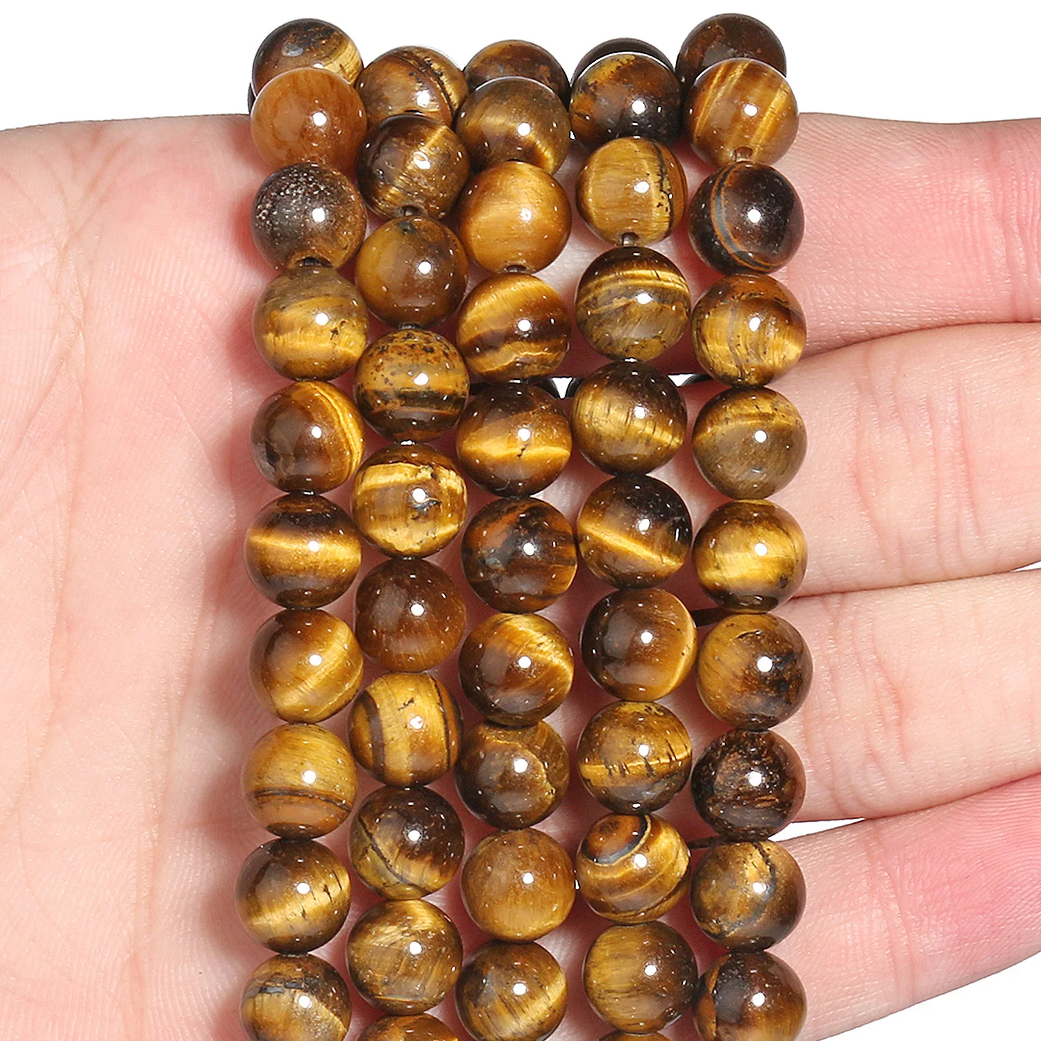 Großhandel Gelbe Tigerauge-Steinperlen 4-12mm Runde Lose Perlen für Schmuckherstellung DIY Armband-Zubehör – Detail 5