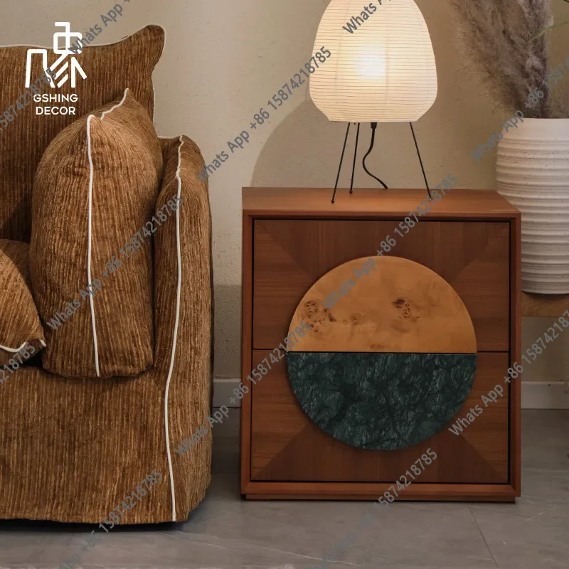 X Sunrise Medieval Retro French Living Room, Entrance Cabinet, Sofa Side Cabinet, Module Cabinet, Teak Combination Chest