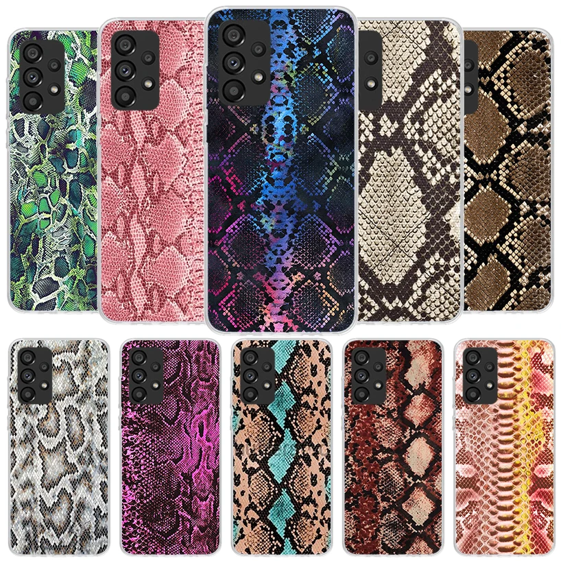 Pink Snake Skin Printing Drawing Phone Case For Samsung A15 A25 A35 A55 A14 A24 A34 A54 A13 A23 A33 A53 A12 A52 A32 A22 A42 A05S