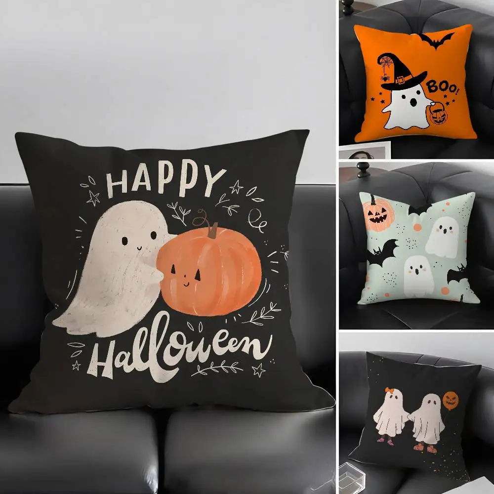 

Хэллоуин милый мультфильм призрак наволочка плюшевая ткань мягкая наволочка двусторонний принт диван наволочка пледы