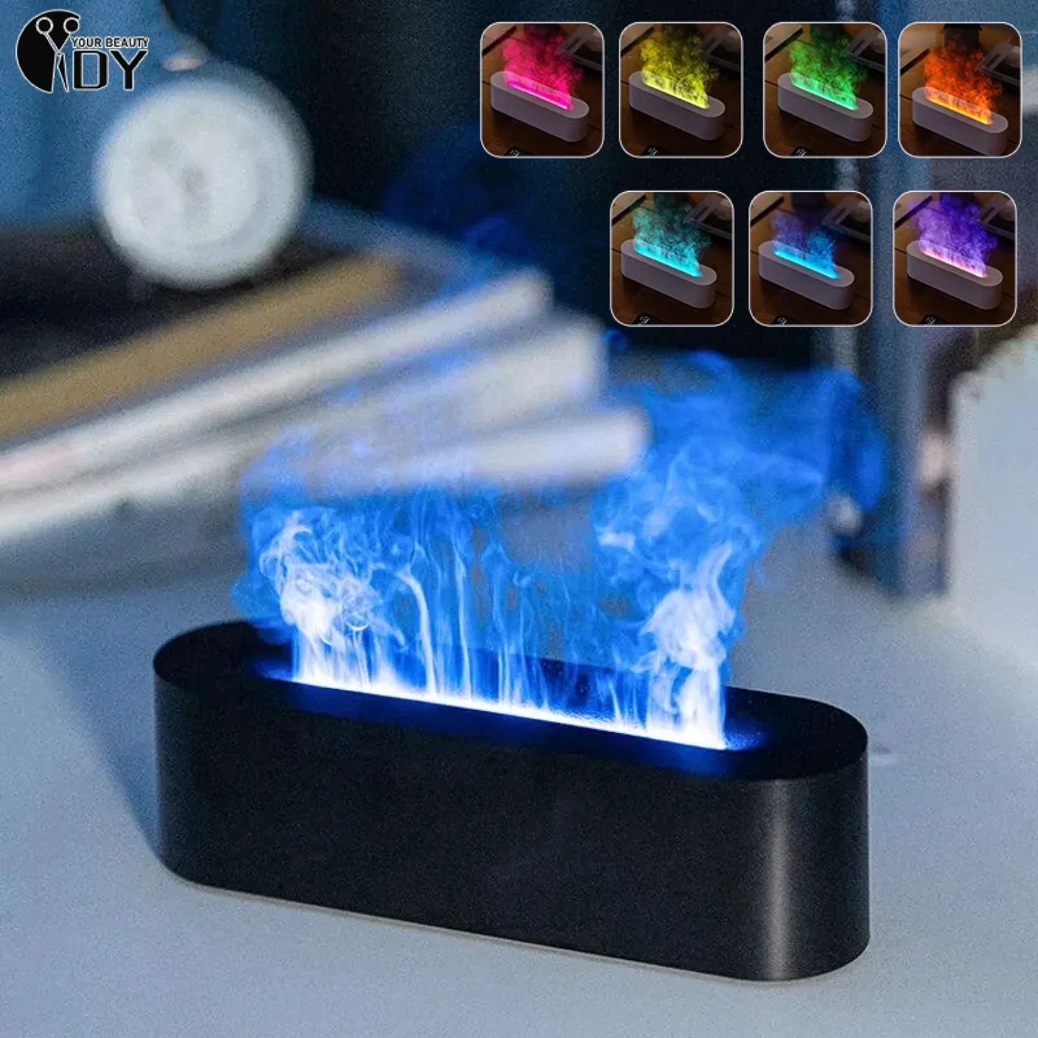 Высококачественный стильный современный ультразвуковой USB-увлажнитель воздуха премиум-класса с новейшей технологией для дома и офиса - красочный RGB Flam