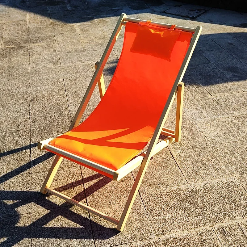 싱글 야외 캠핑 침대, 휴대용 접이식 조절식 원목 의자, 해변 일광욕 의자