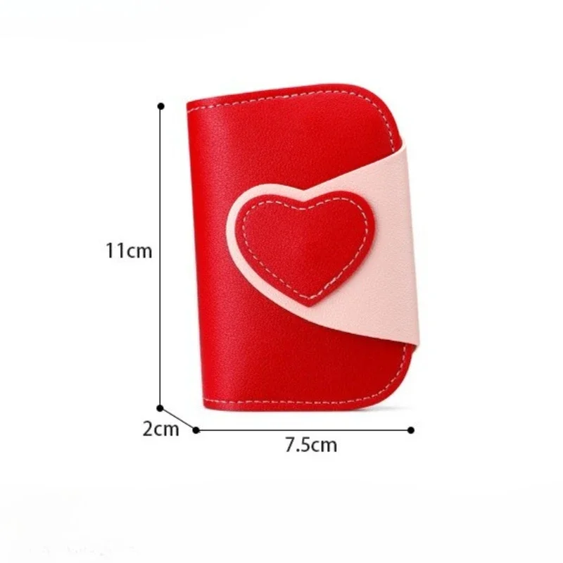 أزياء بسيطة مفتاح حامل بو الجلود المحفظة السيدات على شكل قلب مفتاح المحفظة المنظم حقيبة سيارة مدبرة المنزل المحفظة حامل البطاقة