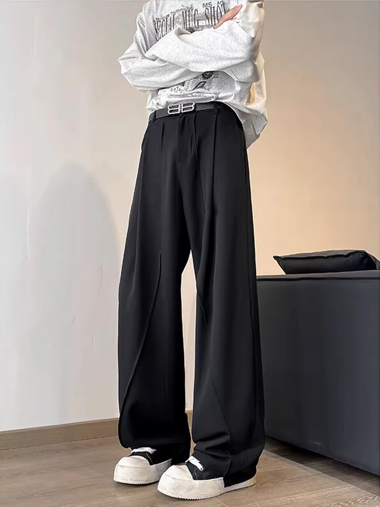 

Мужские свободные брюки Cleanfit прямого кроя, весна-осень, в американском стиле, модные, с лоскутным узором, драпированные, в пол, повседневные