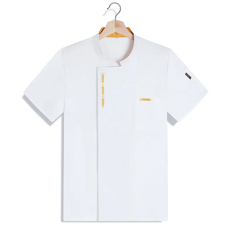 Hotel Restaurant Kitchen Work Uniform Short Sleeve Chef Jacket Bakery Pastry Chef Summer White Kitchen Coat